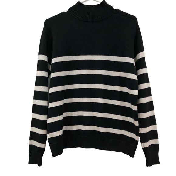 Sweater, Pullover Mock, Black/Ivory Tan, Size L - Picture 3 of 9